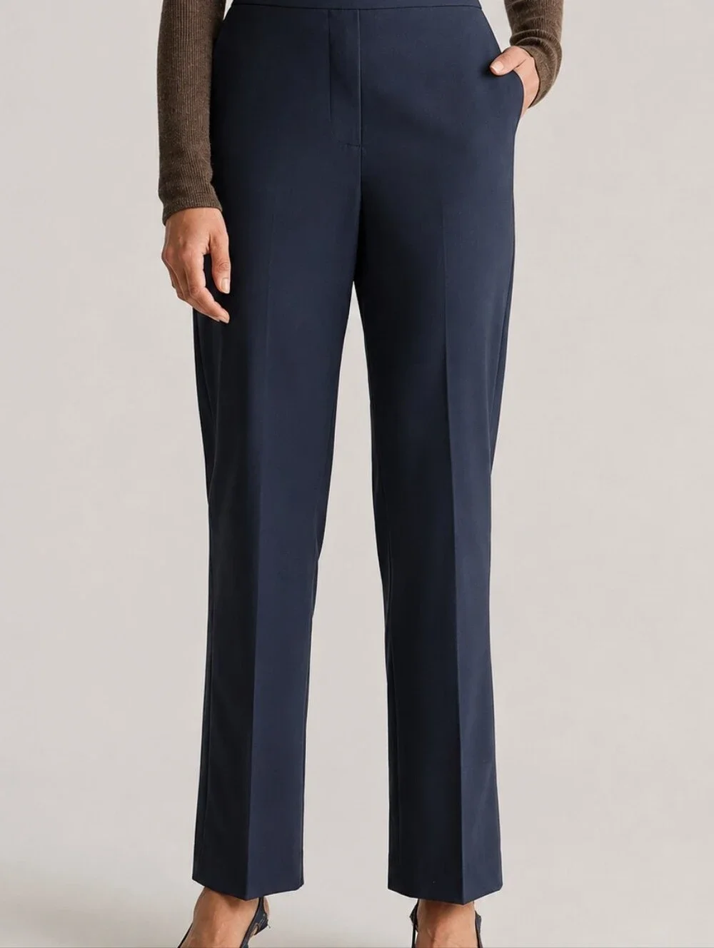 Quince NWT Navy Straight-Leg Tailored Trousers Size 10